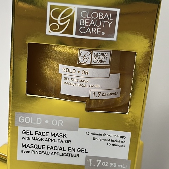 Global Beauty Care Gold Gel Face Mask w/Applicator 15 Minute Facial Therapy 2 Pk - Picture 5 of 5
